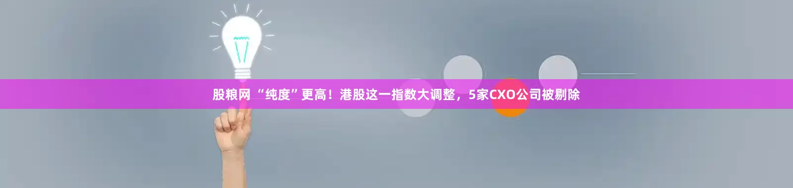 股粮网 “纯度”更高！港股这一指数大调整，5家CXO公司被剔除